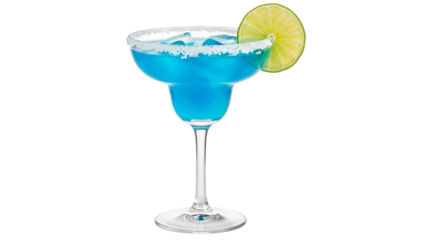 Blue Margarita Cocktail with Lime and Salt Rim drink