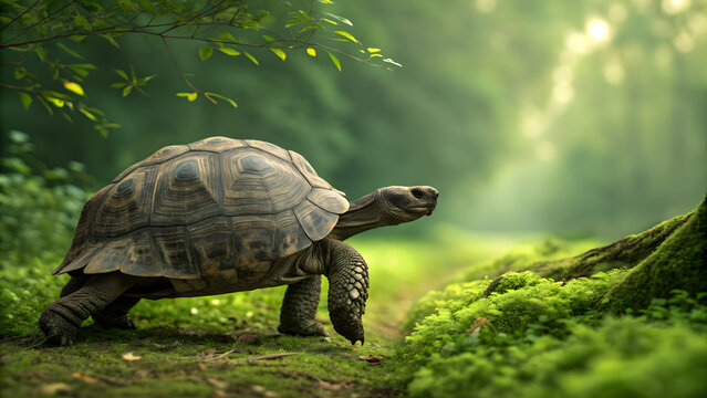 A Large Land Turtle with a Textured Shell for World Turtle Day