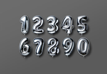 Balloon Numbers PSD - 0 to 9 Foil Balloons