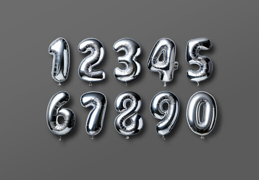 Balloon Numbers PSD - 0 to 9 Foil Balloons