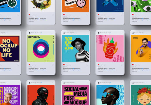 Social Media Post Mockup Set (15 Objects)