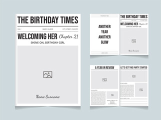 Personalized Birthday Newspaper Template | Custom Birthday Story Printable Layout
