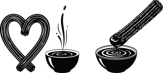 Churro Heart With Chocolate Dipping Silhouette