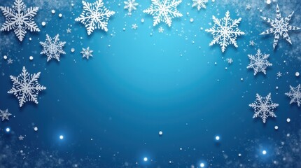 Blue silver business greeting card snowflakes clean typography vector banner