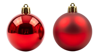 Two Red Christmas Ornaments Shiny and Frosted on Black