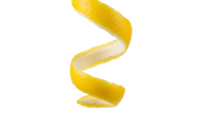 Single Lemon Peel Twist on Black citrus zest spiral