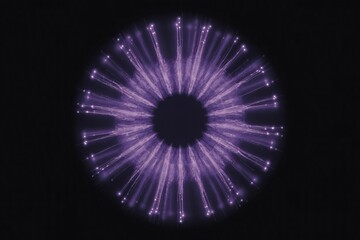 Abstract purple glowing light rays forming a circular pattern on a dark background, representing energy, technology, or futuristic concepts for digital design and presentations