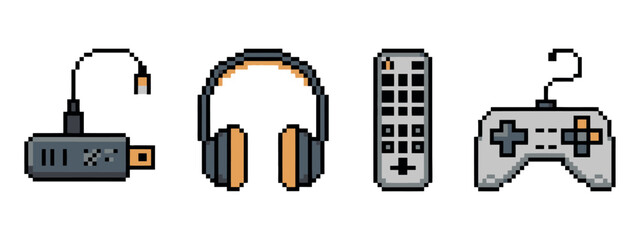 Pixel Art Gaming Controller and Accessories Set © mdsaikat