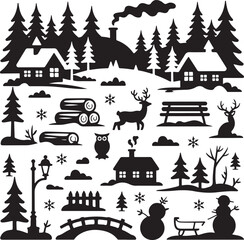 Winter Wonderland Seamless Pattern Black and White Holiday Season