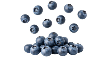 Pile of Blueberries with Berries Falling from Above
