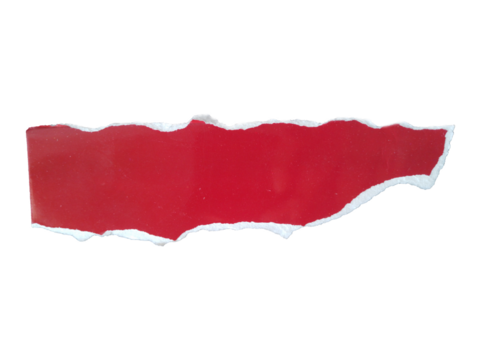 Torn red paper strip with rough edges, isolated for design element isolated on transparent background - Powered by Adobe