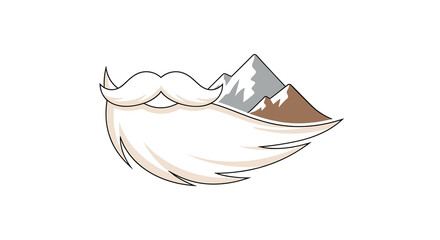 Mountain landscape integrated with a beard and mustache design  