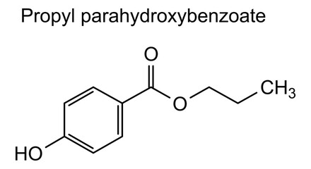 Propyl parahydroxybenzoate, chemical structure of propyl parahydroxybenzoate, drug substance