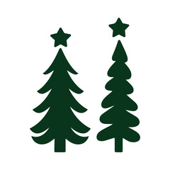 Fototapeta premium Minimalist Christmas Tree with Stars – Festive Holiday Icons for Decorations and Winter Designs