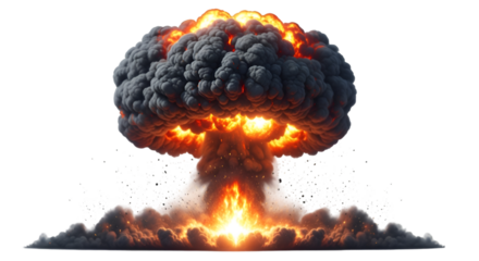 Nuclear explosion mushroom cloud with black background