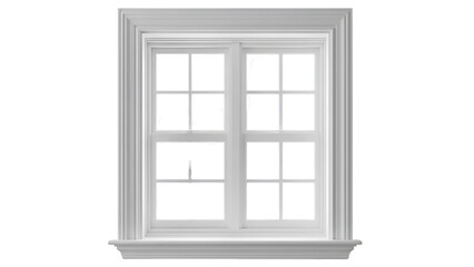 Obraz premium White window frame with broken panes and black silhouette view