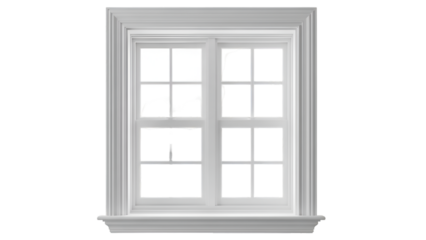 White window frame with broken panes and black silhouette view