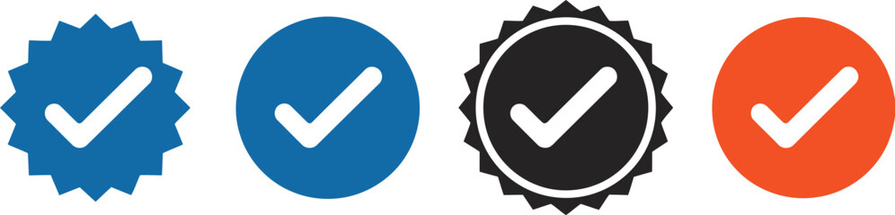 Set of Check Mark Badges in Various Shapes and Colors &ndash; Vector Icons&rdquo;