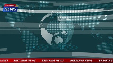 international news background animation. Digital world news background animation, Blue color 3d rotated earth technology news. global earth rotating world breaking news Studio digital background. 4k - Powered by Adobe
