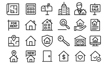 Real estate and housing concepts including property, mortgage, rent, sale, and location