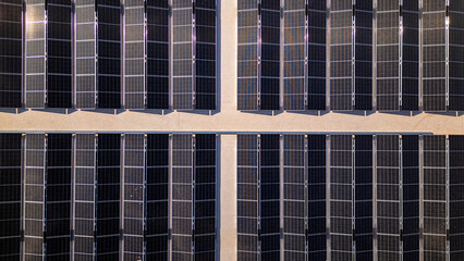Solar panels creating geometric pattern producing clean energy