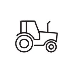 Minimalist line drawing of a tractor with large rear wheels and a cabin on a white background