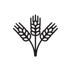Obraz premium Three stalks of wheat in black outline on a white background in a simple and minimalist style