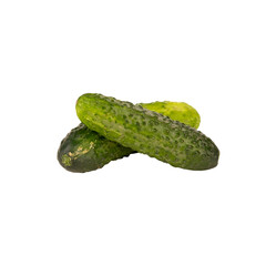 Green fresh cucumber on isolated background