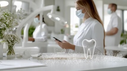 Dental innovation method: diagnostic scan, laser equipment, procedure step, gum mapping, interactive display, record sharing, face image, comfort tool, access system, hygiene process, visual reference