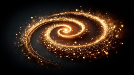 Mesmerizing vortex made of glittering particles spirals against a black background