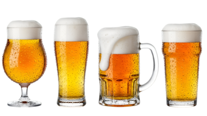 Four Glasses of Beer with Foam lager pilsner