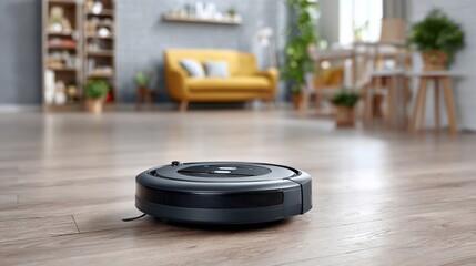 Smart Home Robotic Vacuum Working on Laminate Floor