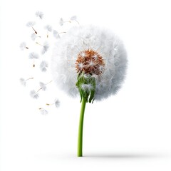 Vector Style 3D Illustration of Dandelion Blowing Seeds