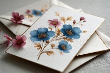 Elegant Botanical Watercolor with Gold Accents