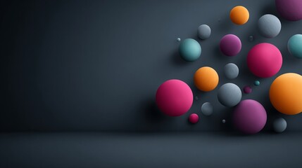 Colorful spheres floating against a dark background