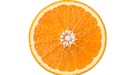 Close up of a vibrant orange slice with detailed segments