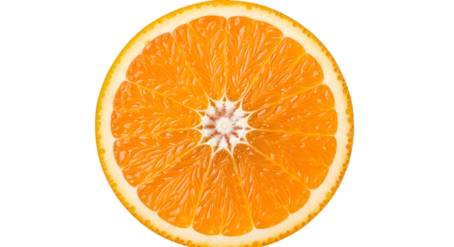 Close up of a vibrant orange slice with detailed segments