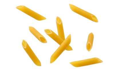 Penne Pasta Pieces Falling On Black Background Keywords: penne pasta, dry pasta, uncooked