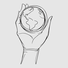 Hand gently holding planet Earth with caring mood symbolizing protection and environmental responsibility 