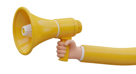 Cartoon Hand Holding a Yellow Megaphone graphic a2b9bc809235f929d8942360742e0fcddr