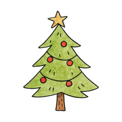 Obraz premium PNG Whimsical festive Christmas tree illustration.