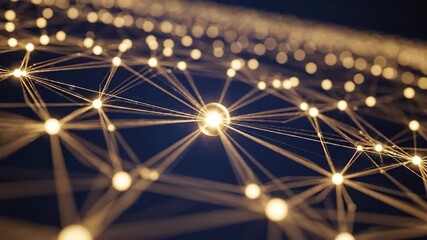 Glowing network connections forming intricate digital web. Abstract visualization of data flow in integrated systems. 5g technology and artificial intelligence concept for internet of things. video - Powered by Adobe