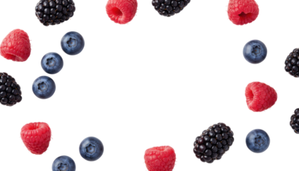 Delicious mixed berries arrangement minimalist food photography studio environment top view healthy eating