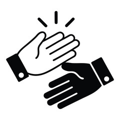 Two hands meeting in a gray handshake represent business collaboration and agreement