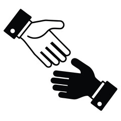 Two abstract gray hands express a firm handshake, symbolizing a successful agreement or partnership