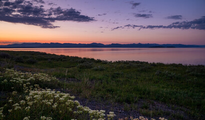 Pink Morning Light Over Yellowstone Lake