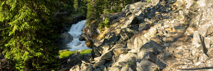 Rocky Trail Cuts Around Waterfall Along Webb Canyon Trail