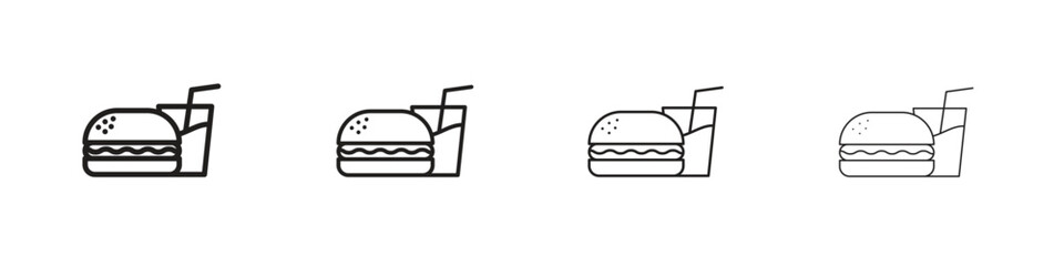 Hamburger soda icons vector logo illustration simple design. Web UI design.