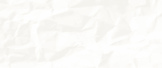 Realistic white blank crumpled paper texture wide background