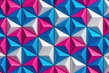 Cyan and Magenta Geometric Triangle Vibrant Pattern with Modern Low Poly Polygon Texture